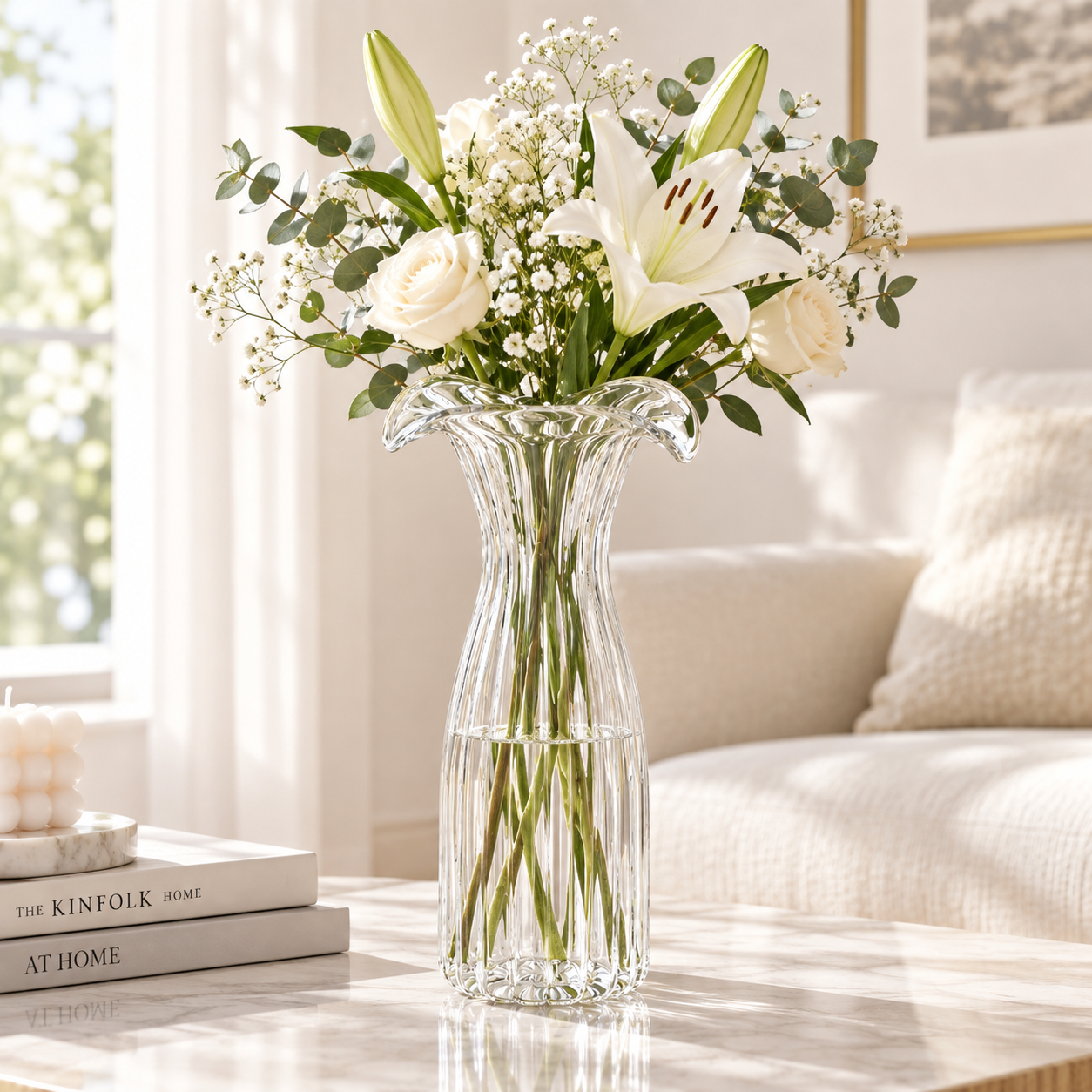 Flared Rim Slim Waist Glass Vase