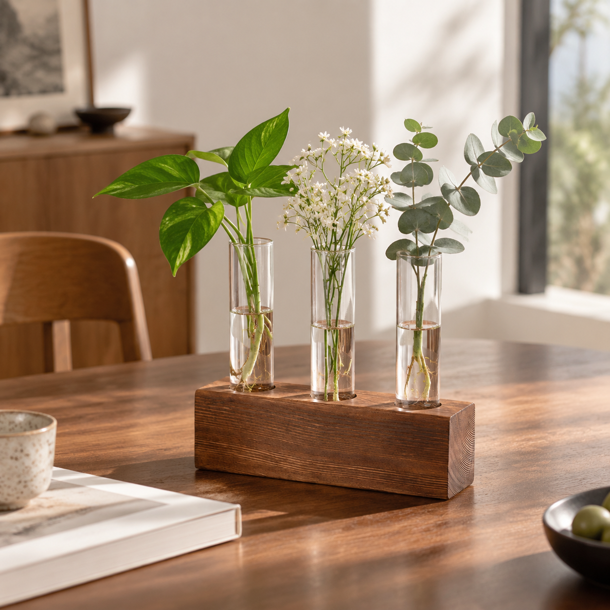 Small 3-Tube Glass Propagation Vase